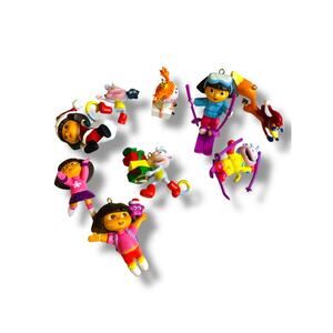 Set of 9 Mini Christmas Ornaments Dora the Explorer Vinyl 1.5"